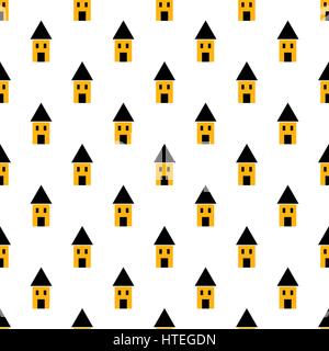 Semplice giallo e nero case modello senza giunture. Illustrazione Vettoriale