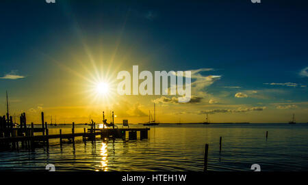 Dock in Key Largo tramonto Foto Stock