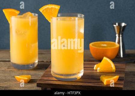 In casa Gin alcolici e cocktail di succo di arancia e di pompelmo Foto Stock