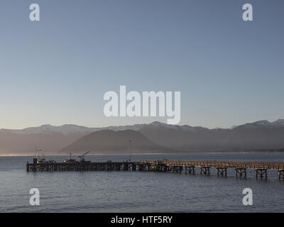 La Wharf a Jackson Bay, Sud Westland, Isola del Sud, Nuova Zelanda Foto Stock