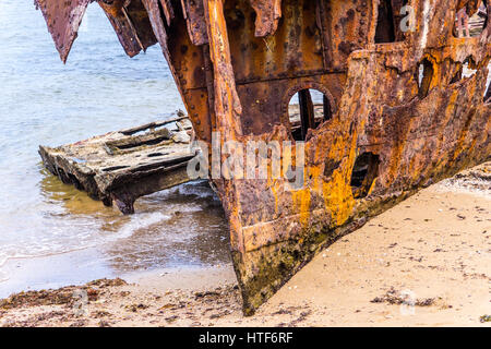 HMQS naufragio sulle coste della penisola di Redcliffe Queensland Australia Foto Stock