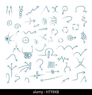 Doodle icone a freccia impostato Illustrazione Vettoriale