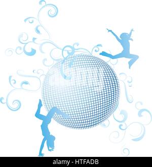 Illustrazione Vettoriale di blu palla da discoteca Illustrazione Vettoriale
