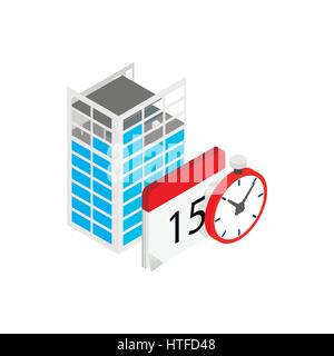 Edificio in costruzione, Calendario, icona di un orologio Illustrazione Vettoriale