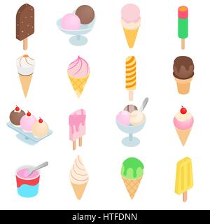 Gelato set di icone isometrica 3d style Illustrazione Vettoriale