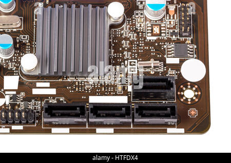 Componenti elettronici su moderni computer PC mainboard Foto Stock