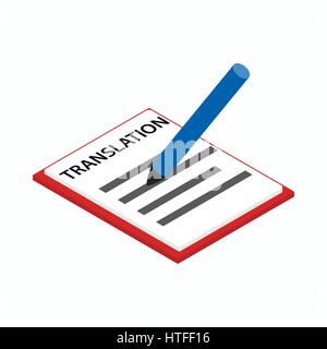 Un foglio di carta con la icona di traduzione Illustrazione Vettoriale
