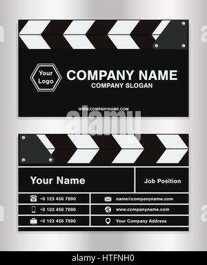 Semplice tema clapperboard nome business card modello per regista cinematografica Illustrazione Vettoriale