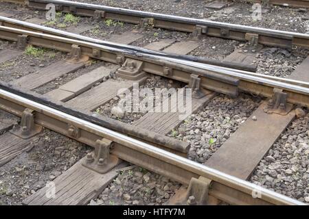 British Railway via giunzione in primo piano Foto Stock