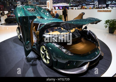 Ginevra, Svizzera - Marzo 7, 2017: Regera Koenigsegg auto sportiva presentato al 87th Geneva International Motor Show. Foto Stock