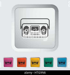 Boombox. Piatto unico icona sul pulsante. Illustrazione Vettoriale. Illustrazione Vettoriale