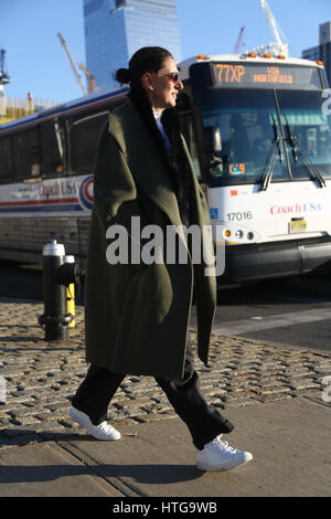 New York, Feb 2017 Fashionista durante la ny fashion week RTW FW 17-18 Donna .. Foto Stock