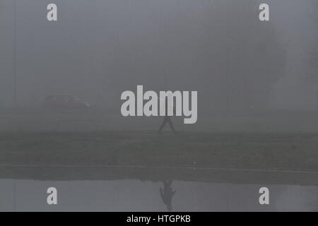 Wimbledon Londra,UK. Il 15 marzo 2017. Wimbledon Common contemplati nella nebbia mattutina Credito: amer ghazzal/Alamy Live News Foto Stock