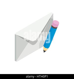 Busta chiusa e icona a forma di matita Illustrazione Vettoriale