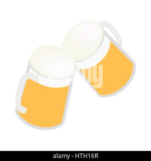 Due boccali di birra icona isometrica 3d style Illustrazione Vettoriale