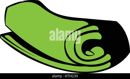 Green towel arrotolato icona icona, cartoon Illustrazione Vettoriale