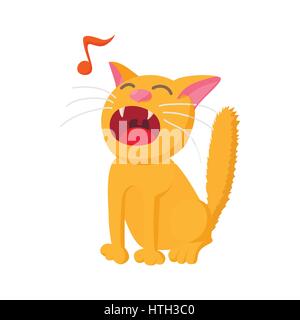 Cantando cat icona, stile cartoon Illustrazione Vettoriale
