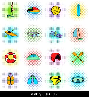 Sport d'acqua set di icone Illustrazione Vettoriale