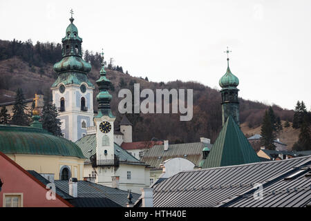 Centro storico della città di Banska Stiavnica - medievale città mineraria in Slovacchia, sito Unesco Foto Stock