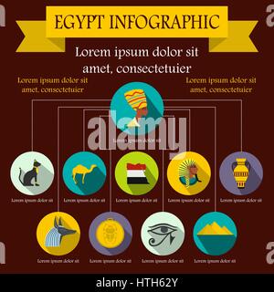 Egitto infografico, elementi di stile piatto Illustrazione Vettoriale