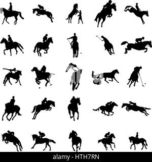 Giocatori di Polo silhouette impostare le icone stile semplice Illustrazione Vettoriale