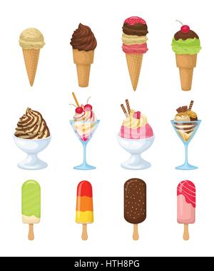 Gelato set di icone Illustrazione Vettoriale