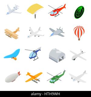 Aviazione set di icone Illustrazione Vettoriale