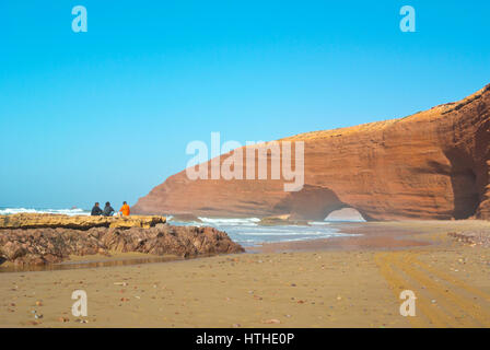 Arco in pietra, Legzira Plage, a sud del Marocco Foto Stock