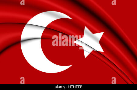 3D bandiera dell'Impero Ottomano (1299-1923). 3D'illustrazione. Foto Stock