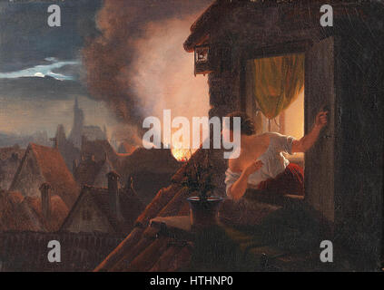 Johann Geyer Ein Haus brennt 1842 Foto Stock