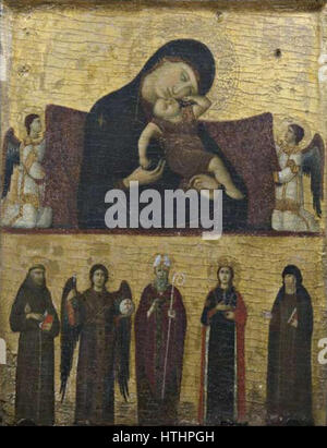 Vergine con il Bambino e i cinque santi di Giovanni da Rimini (Pinacoteca Comunale di Faenza) Foto Stock