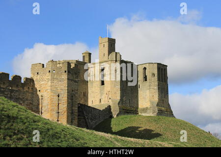 Il castello di Warkworth, Warkworth, Northumberland, England, Regno Unito Foto Stock