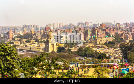 Vista del Cairo da Al-Azhar Park - Egitto Foto Stock