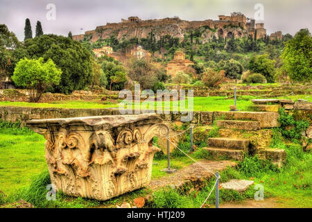 Capitello corinzio all'Antica Agorà di Atene - Grecia Foto Stock