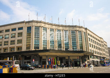 Bruxelles, Belgio - 18 Aprile 2009: ingresso principale della stazione centrale di Bruxelles a Bruxelles, in Belgio. Foto Stock