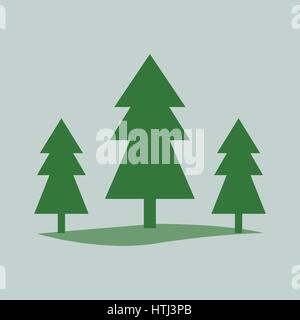 Albero di natale di segno. Isolato albero di natale. Albero di pino. Albero di natale icona vettore. Il verde albero di Natale Illustrazione Vettoriale