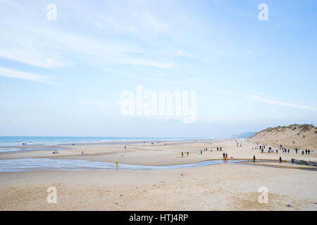 Spiaggia tranquilla scenario a Hardelot Plage, Côte d'Opale, Francia Foto Stock