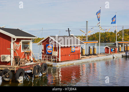 Stazione di benzina per le barche, Vaxholm, Svezia e Scandinavia Foto Stock