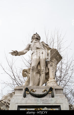 Statua di Mozart in Burggarten giardini del Palazzo Imperiale di Vienna, Austria, Europa Foto Stock