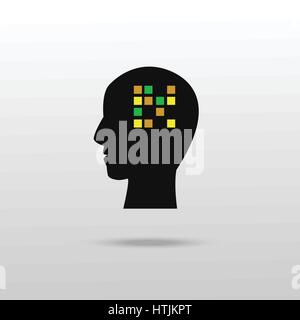 Abstract logo del cervello o morbo di Alzheimer vettore di simbolo Illustrazione Vettoriale