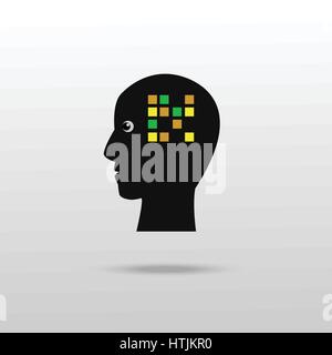 Abstract logo del cervello o morbo di Alzheimer vettore di simbolo Illustrazione Vettoriale