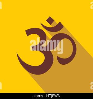 Om indù simbolo icona, stile piatto Illustrazione Vettoriale