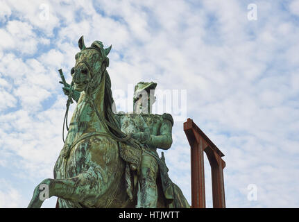 Statua equestre del re Karl XIV Johan da Bengt Erland Fogelberg, Stoccolma, Svezia e Scandinavia Foto Stock