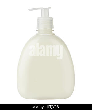 Pompa in plastica flacone di sapone senza etichetta isolati su sfondo bianco Foto Stock