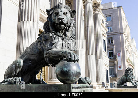 Palacio de las Cortes (palazzo del parlamento), il Congresso dei deputati spagnolo della città di madrid, Spagna. Foto Stock