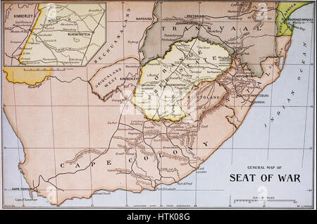 Mappa generale della sede della guerra - Guerra Boera, circa 1899 Foto Stock