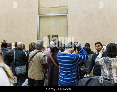 Il museo del Louvre,leonardo la Mona Lisa di Leonardo da Vinci, Parigi, Francia. Foto Stock