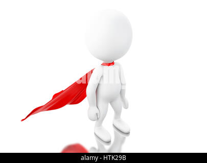 3D renderer immagine. Super Hero con red cape. Isolato sullo sfondo bianco. Foto Stock