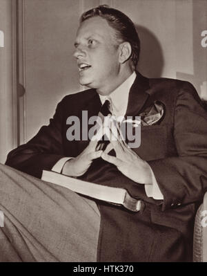 L'evangelista Billy Graham a Los Angeles, California, il 15 agosto 1963, il giorno prima del lancio di una crociata evangelistica di un mese che ha avuto inizio a Los Angeles (USA) Foto Stock