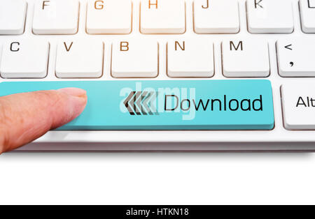 Tastiera per computer barra spaziatrice giallo con il download. Foto Stock
